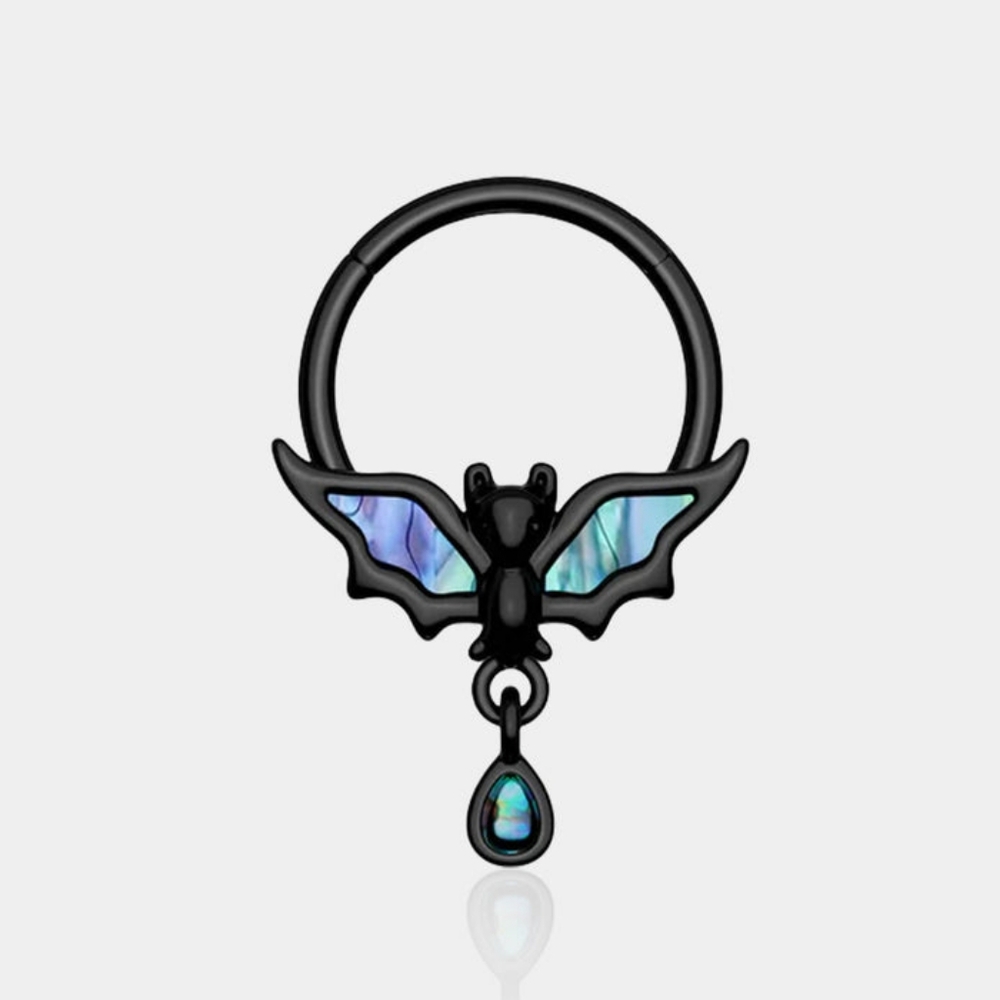 Abalone Shell Bat Dangle Hinged Segment Septum Ring